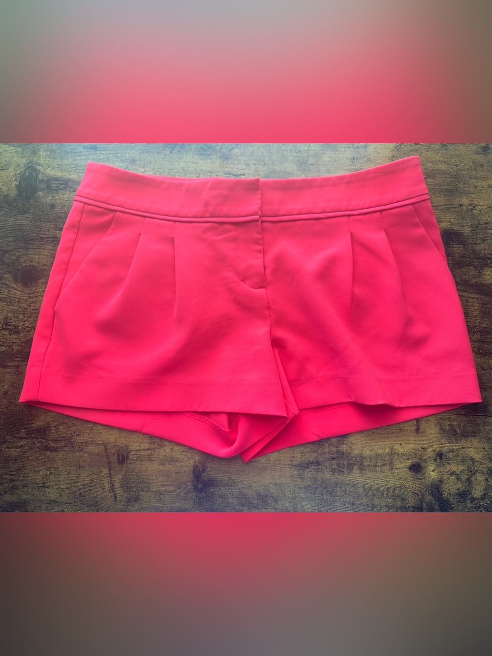 Express Hot Pink Pleated High-Waist Shorts- 2